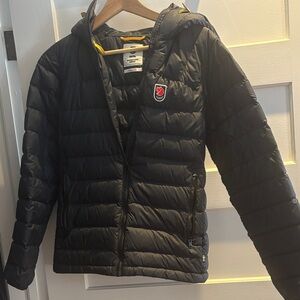 Fjallraven Black Padded Jacket with Yellow Accents